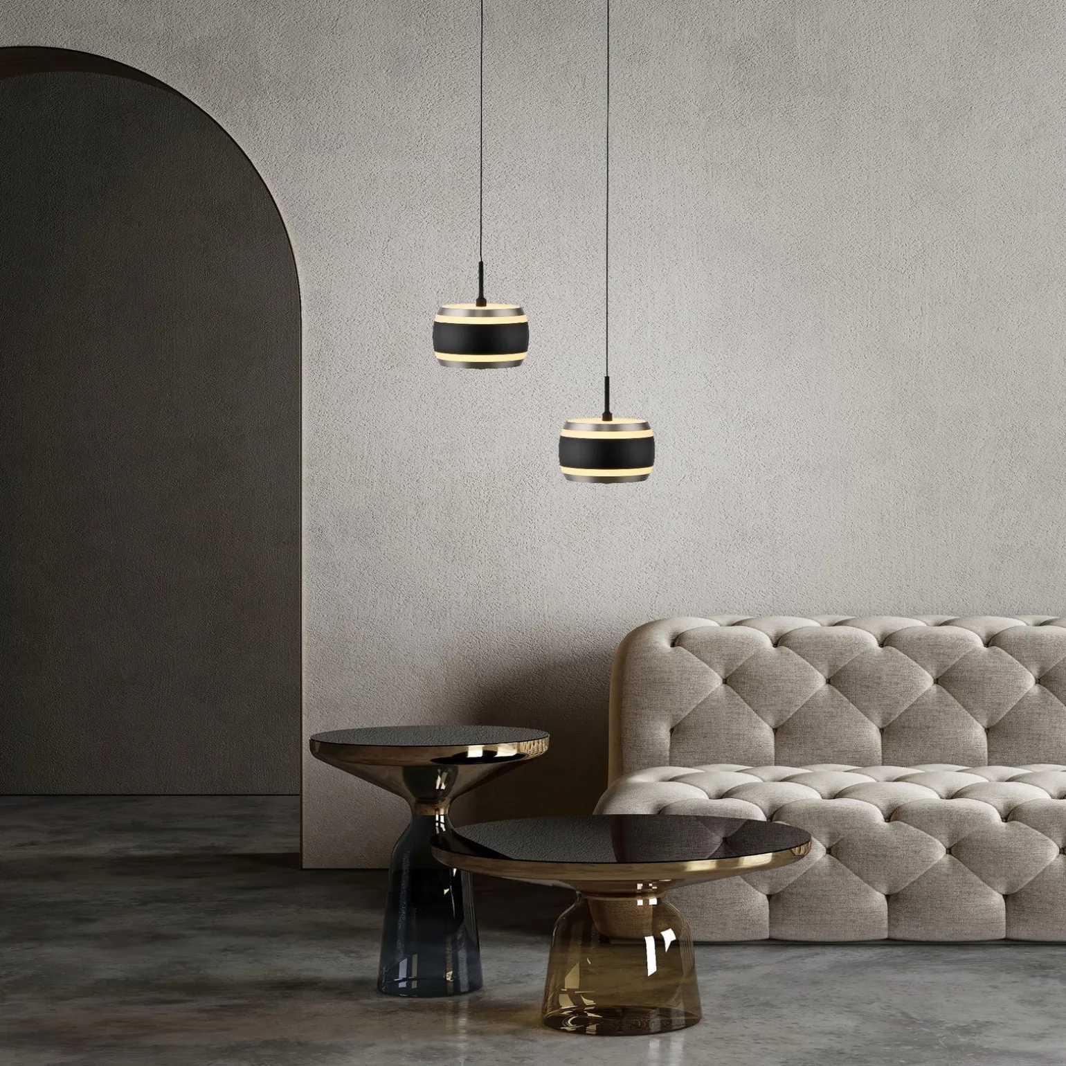 Lampa na pilota, z regulacją światła i wysokości PURE FALLING RINGS CZARNA (2503-18) - Paul Neuhaus