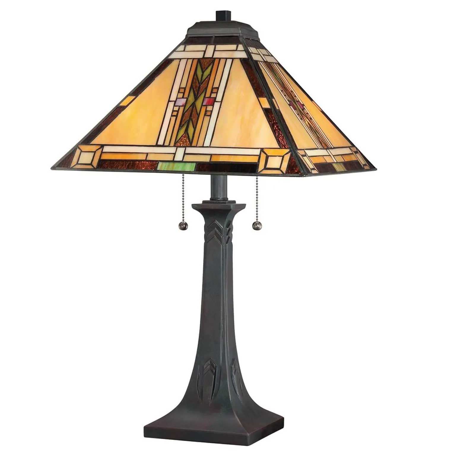 Lampa na stół w stylu Tiffany - Lampa stołowa Navajo Brązowy (QZ-NAVAJO-TL-VB) - Elstead Lighting