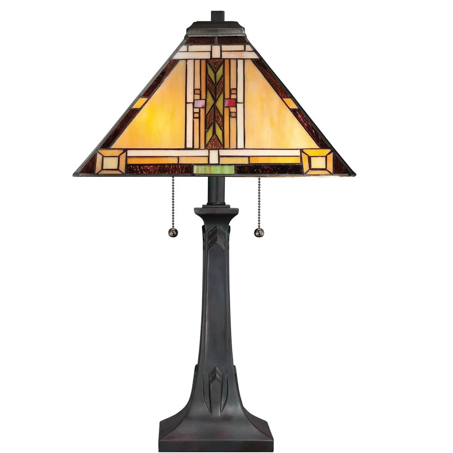 Lampa na stół w stylu Tiffany - Lampa stołowa Navajo Brązowy (QZ-NAVAJO-TL-VB) - Elstead Lighting
