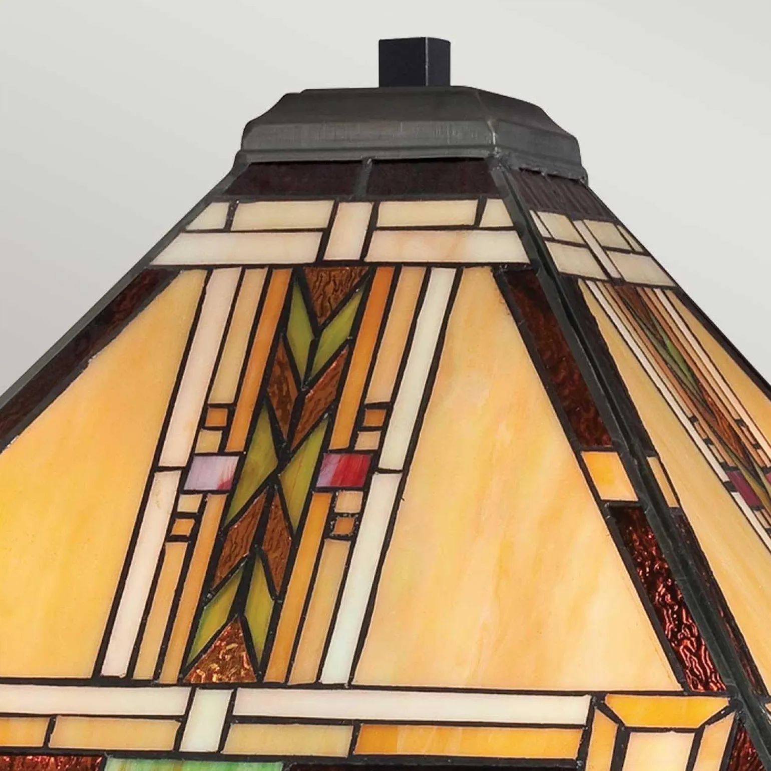 Lampa na stół w stylu Tiffany - Lampa stołowa Navajo Brązowy (QZ-NAVAJO-TL-VB) - Elstead Lighting