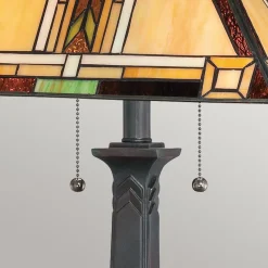 Lampa na stół w stylu Tiffany - Lampa stołowa Navajo Brązowy (QZ-NAVAJO-TL-VB) - Elstead Lighting