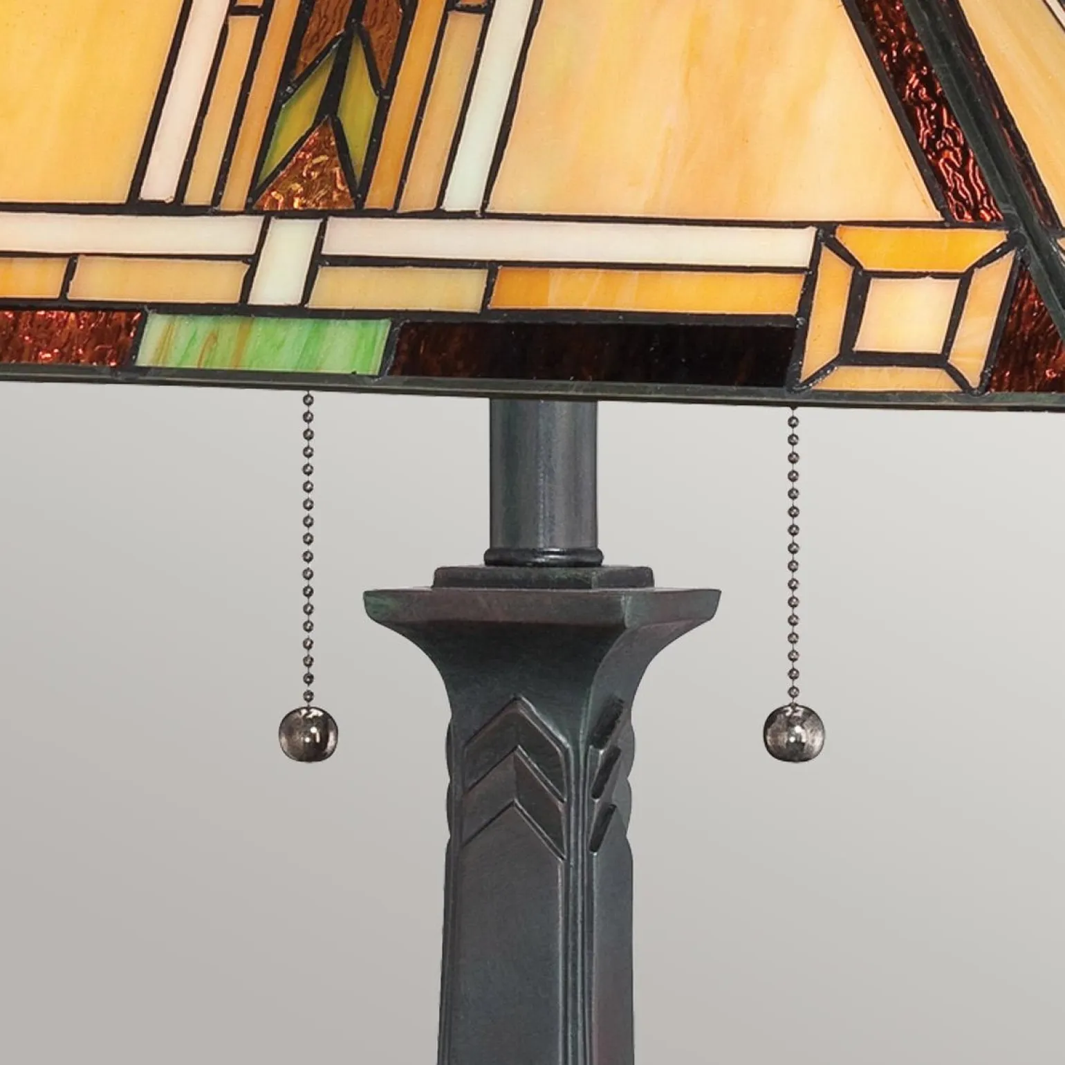 Lampa na stół w stylu Tiffany - Lampa stołowa Navajo Brązowy (QZ-NAVAJO-TL-VB) - Elstead Lighting