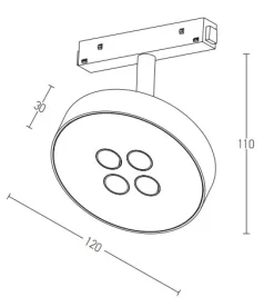 Lampa na szynę magnetyczną LED 12W 3000K 48V aluminium czarna (20177 Zambelis) - Zambelis
