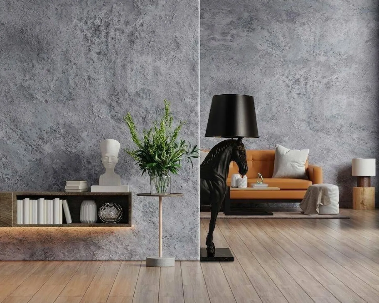 Lampa podłogowa KOŃ HORSE STAND S czarna - włókno szklane (JB001S) - King Home