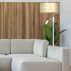 Lampa podłogowa MARSHALL WHITE / RATTAN (MLP7492) - Milagro