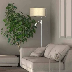 Lampa podłogowa MARSHALL WHITE / RATTAN (MLP7492) - Milagro