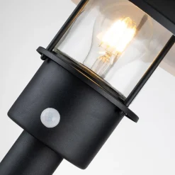 Lampa stojąca zewnętrzna z czujnikiem ruchu Klampenborg (KLAMPENBORG-PED-PIR-BK) - Elstead Lighting