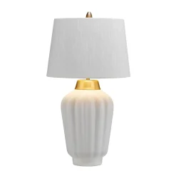 Lampa stołowa Bexley - 1 źródło światła - Biała/ Szczotkowany mosiądz (QN-BEXLEY-TL-WBB) - Quintiesse