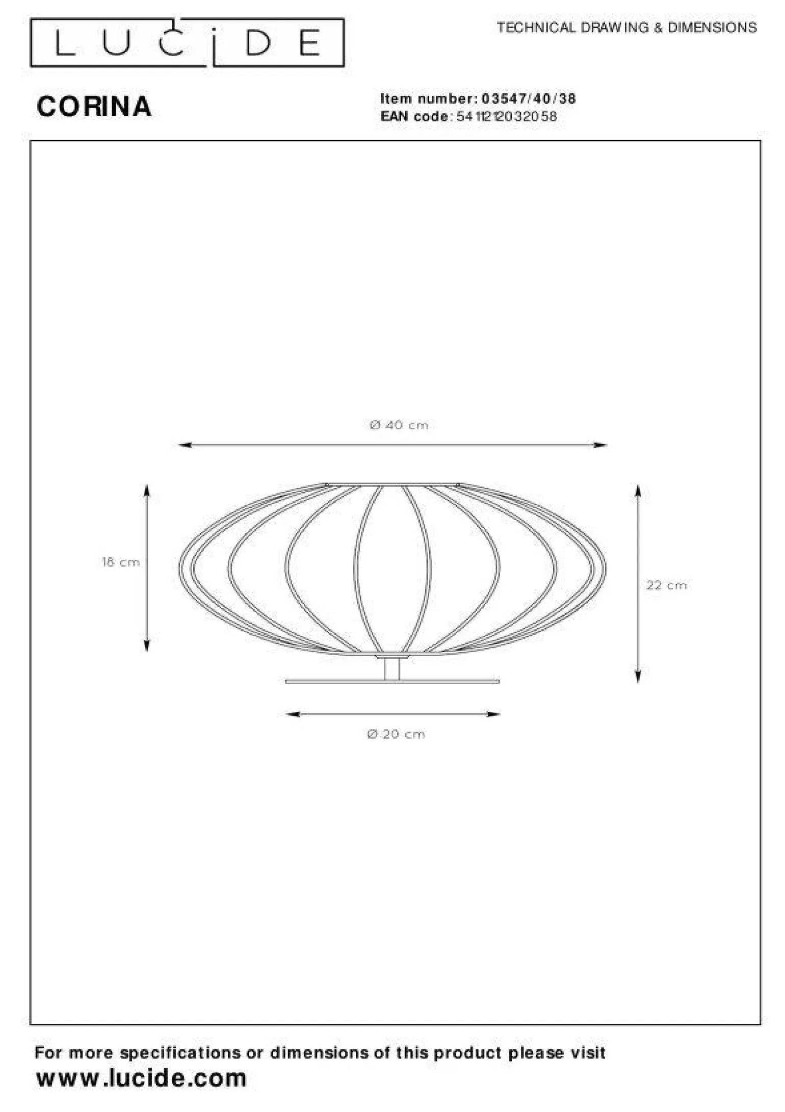 Lampa stołowa CORINA (03547/40/38) - Lucide
