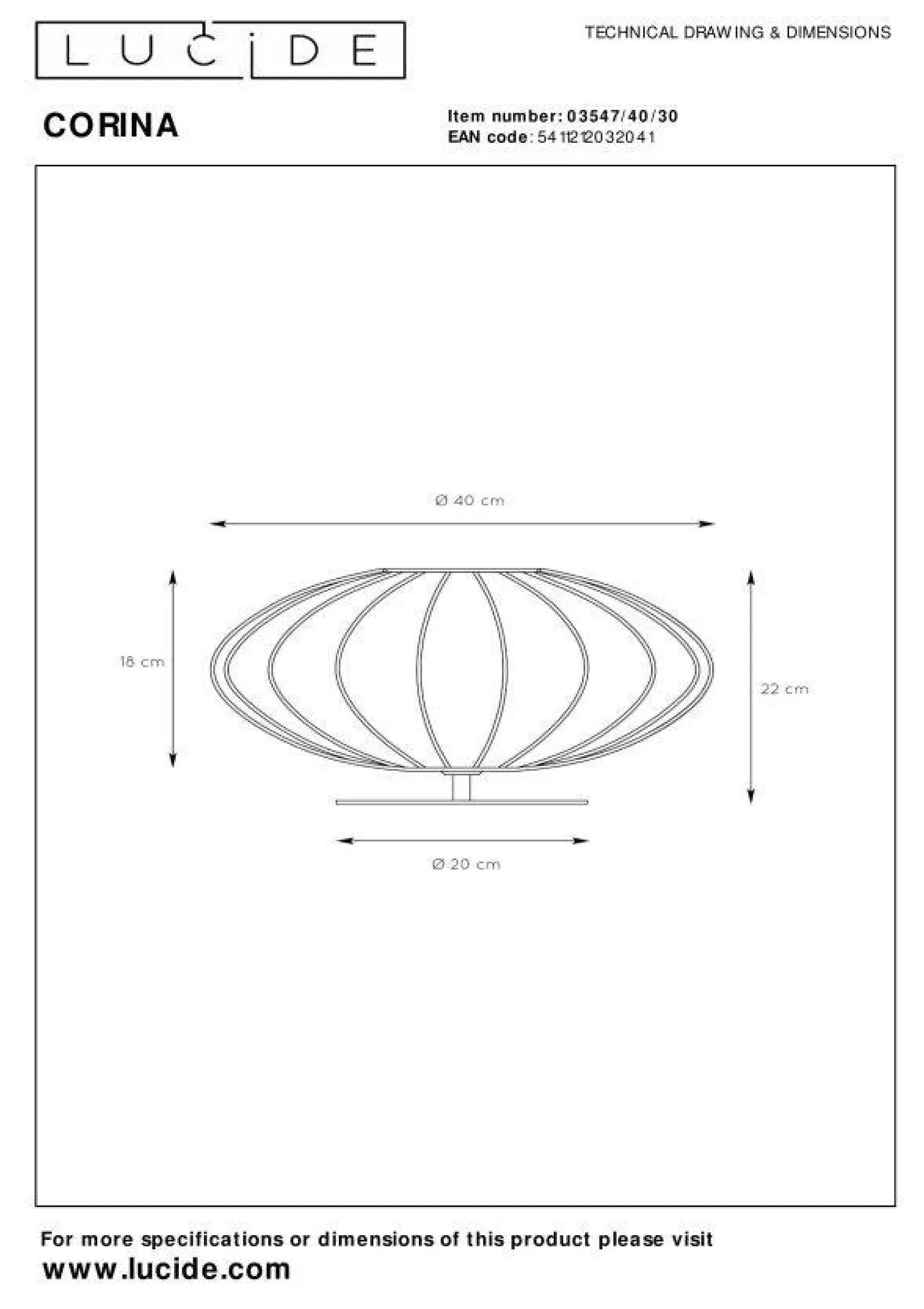 Lampa stołowa CORINA (03547/40/30) - Lucide