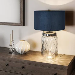 Lampa stołowa Sola - 2 źródła światła - Niebieski abażur (QN-SOLA-TL-L-BLU) - Quintiesse