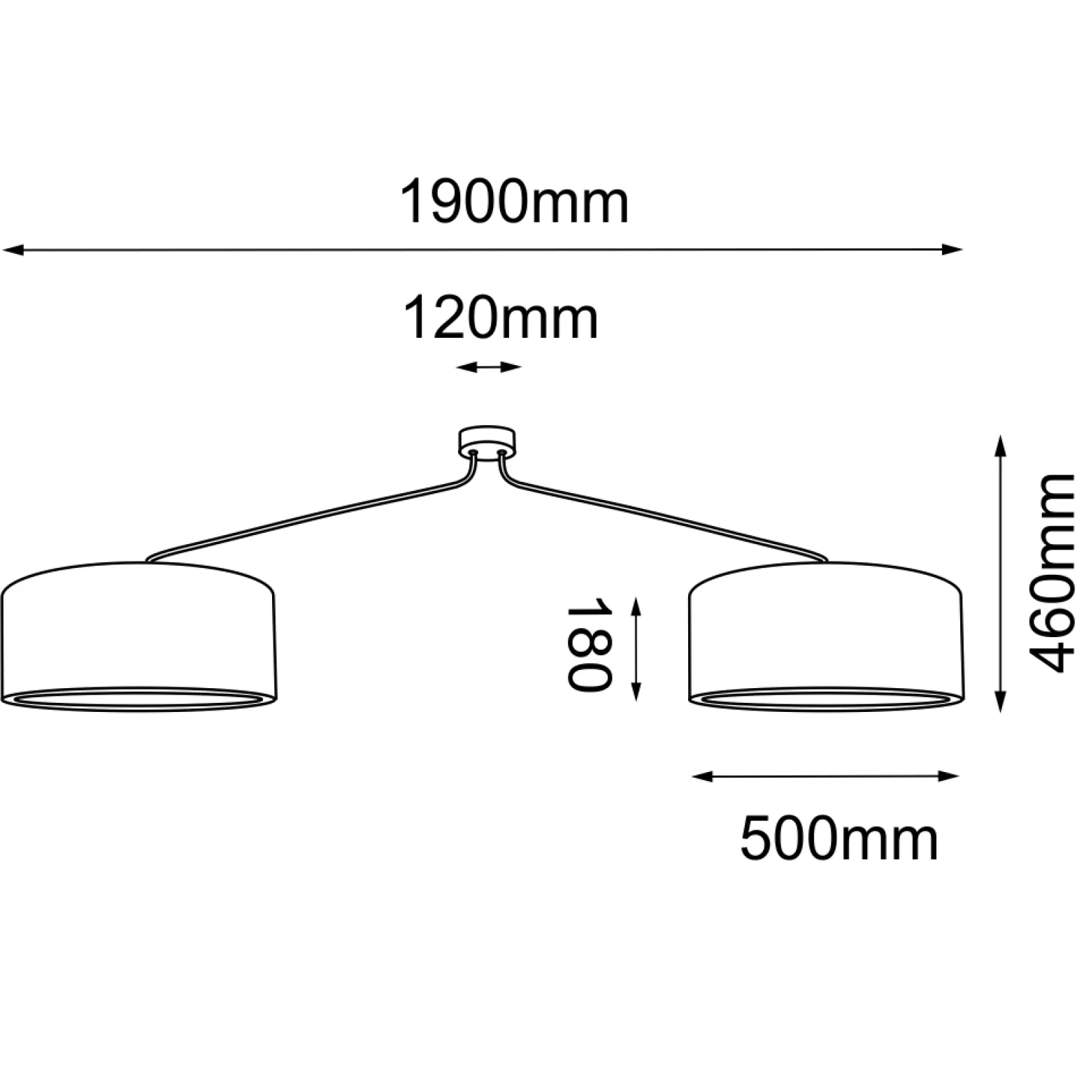 Lampa sufitowa Lamego 2 Z - Szara (1900 mm) (5196) - Shilo