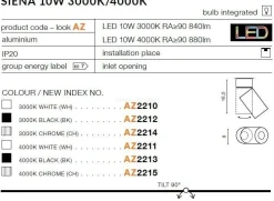 Lampa sufitowa SIENA 10W 3000K czarna (AZ2212) - AZZARDO