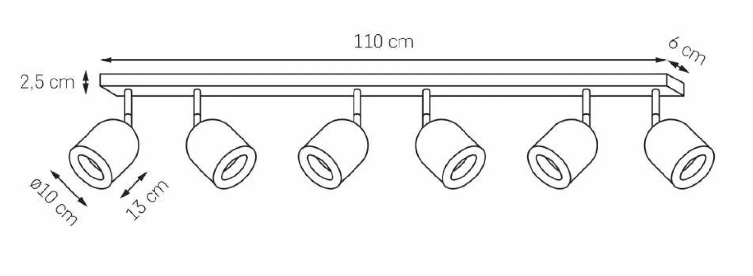 Lampa sufitowa SPARK 6 kolor Czarny (50948602) - KASPA