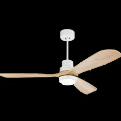 Lampa sufitowa wentylatorowa biała z naturalnego drewna LED 15W (19140) - Zambelis