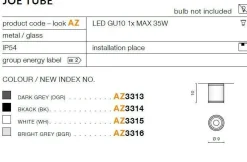 Lampa Sufitowa Zewnętrzna JOE TUBE Czarny (AZ3314) - AZzardo