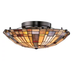 Lampa w stylu Tiffany - Plafon Inglenook Valiant brąz (QZ-INGLENOOK-F-SMALL) - Elstead Lighting
