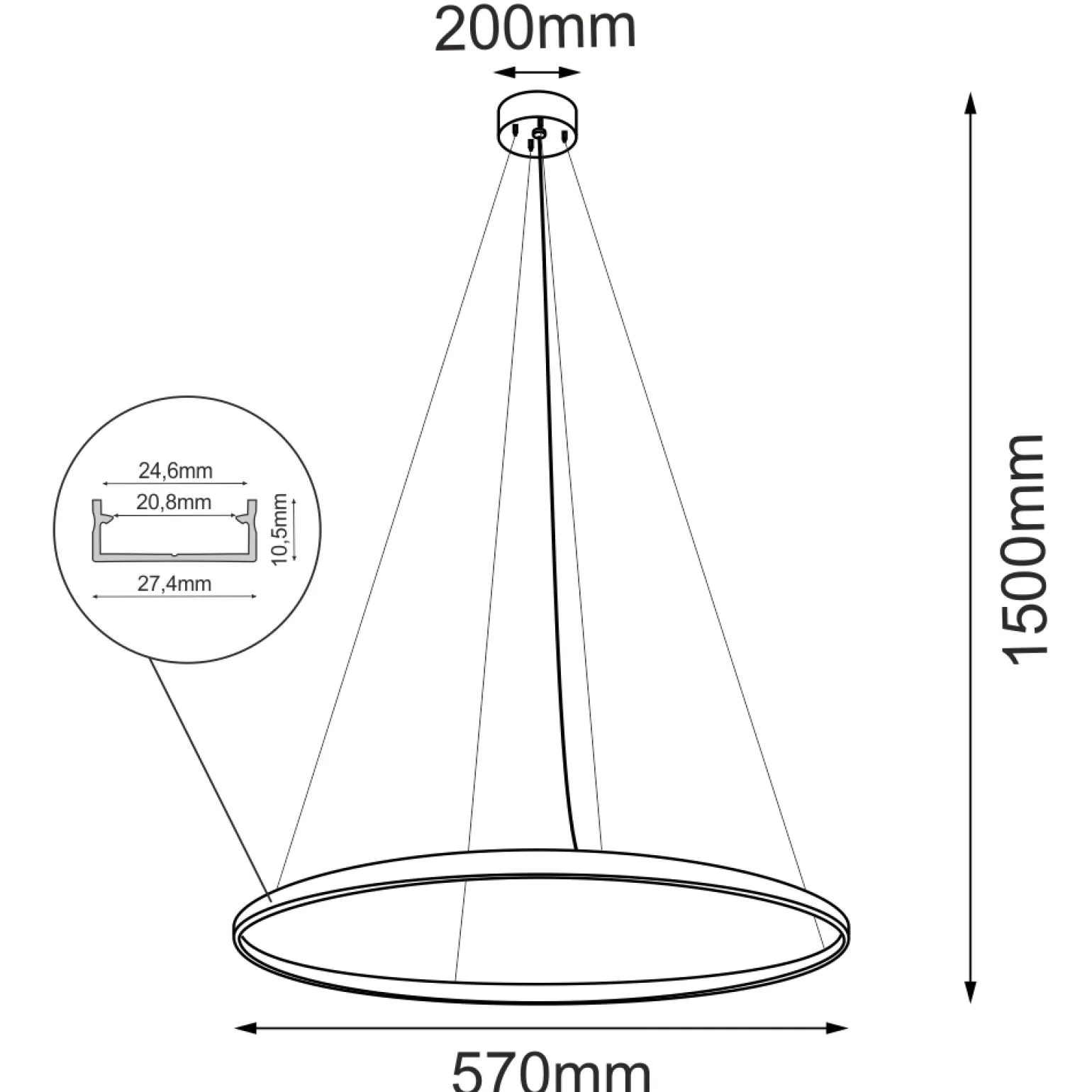 Lampa wisząca Agari 57 - Złota (570 mm) 3000K (5324) - Shilo