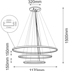 Lampa wisząca Agari Multi 3 117-87-57 - Czarna (1170 mm) 3000K (5430) - Shilo