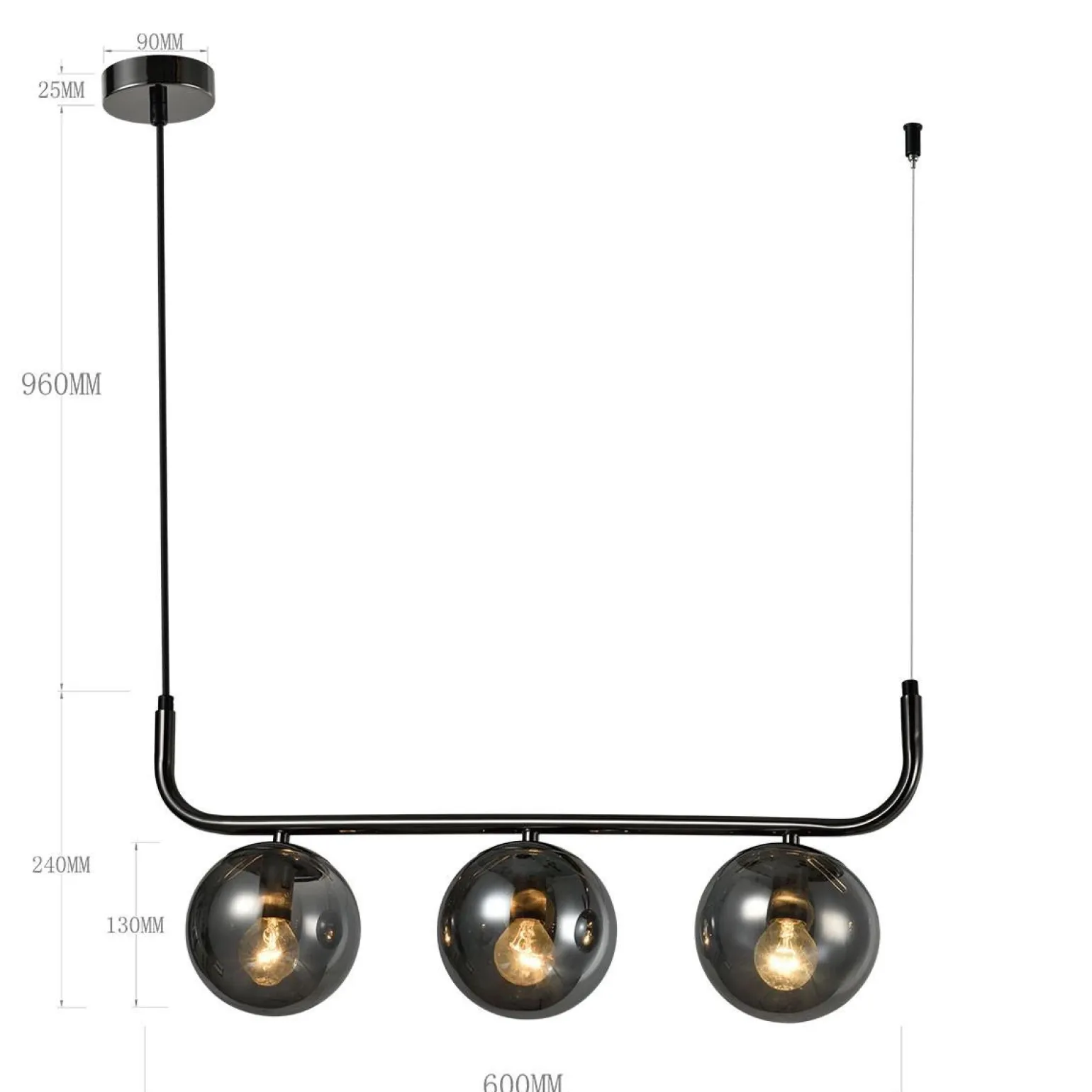 Lampa wisząca Alisa 3 smoked (LP-005/3L BK) - Light Prestige