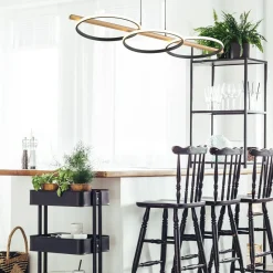 Lampa wisząca ALMERIA czarna-drewno (MD3913-3-3BWLT) - Zuma Line