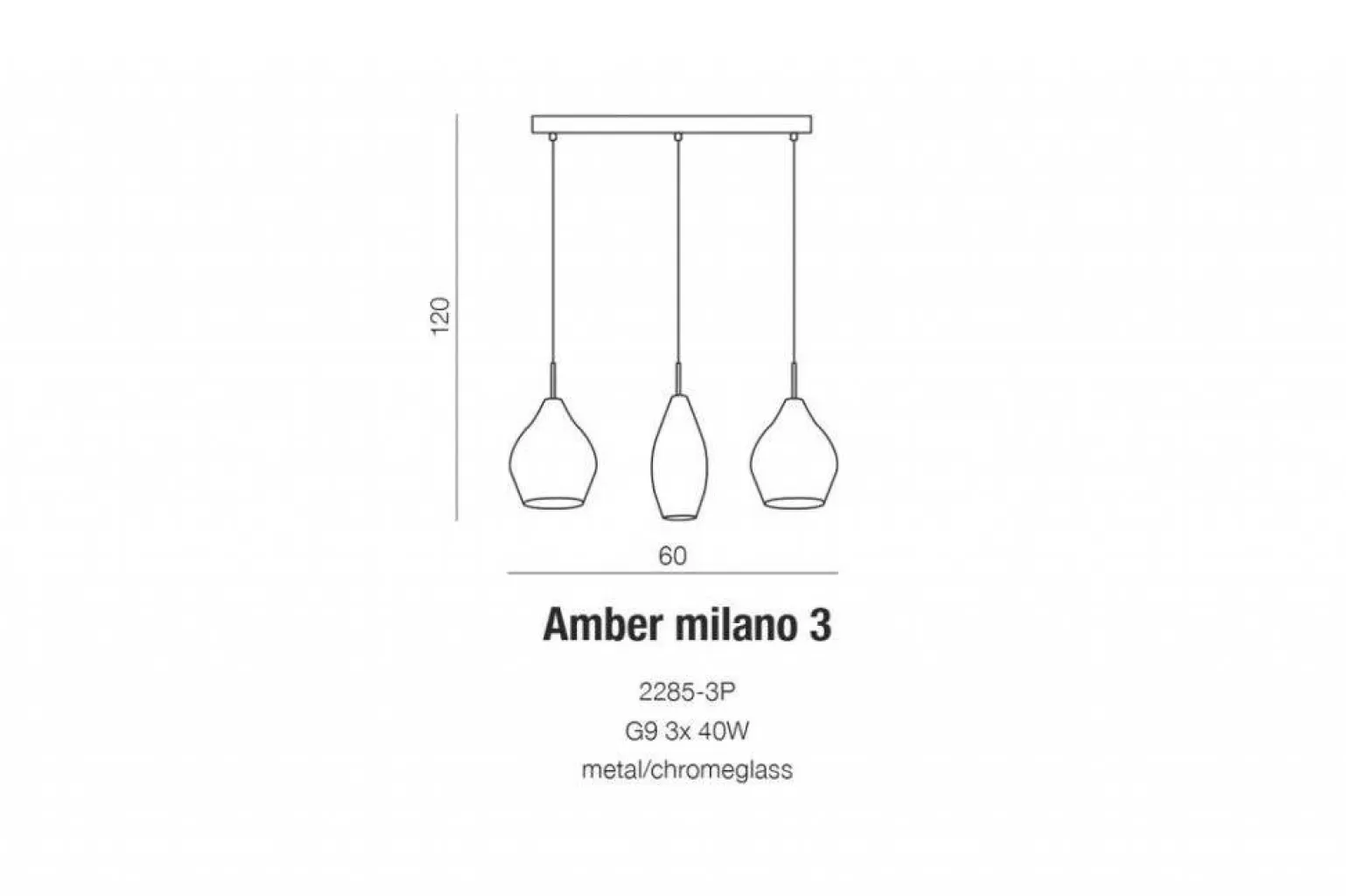 LAMPA WISZĄCA AMBER MILANO 3 AZZARDO (AZ3078)