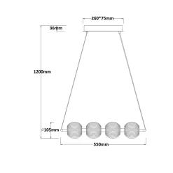 Lampa wisząca Brillant 4 złota LED CCT (LP-3303/4L GD) - Light Prestige