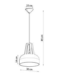 Lampa wisząca CASCO czarna/naturalne drewno (SL.0390) - Sollux