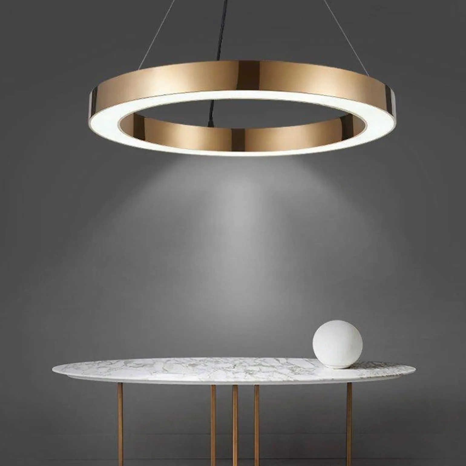 Lampa wisząca CIRCLE 80 LED mosiądz szczotkowany 80 cm (ST-8848-80 brass) - Step into Design