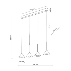 Lampa wisząca CONO BLACK MINI 4 (10305) - TK Lighting
