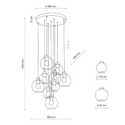 Lampa wisząca CUBUS GRAPHITE 9 KOŁO (10208) - TK Lighting