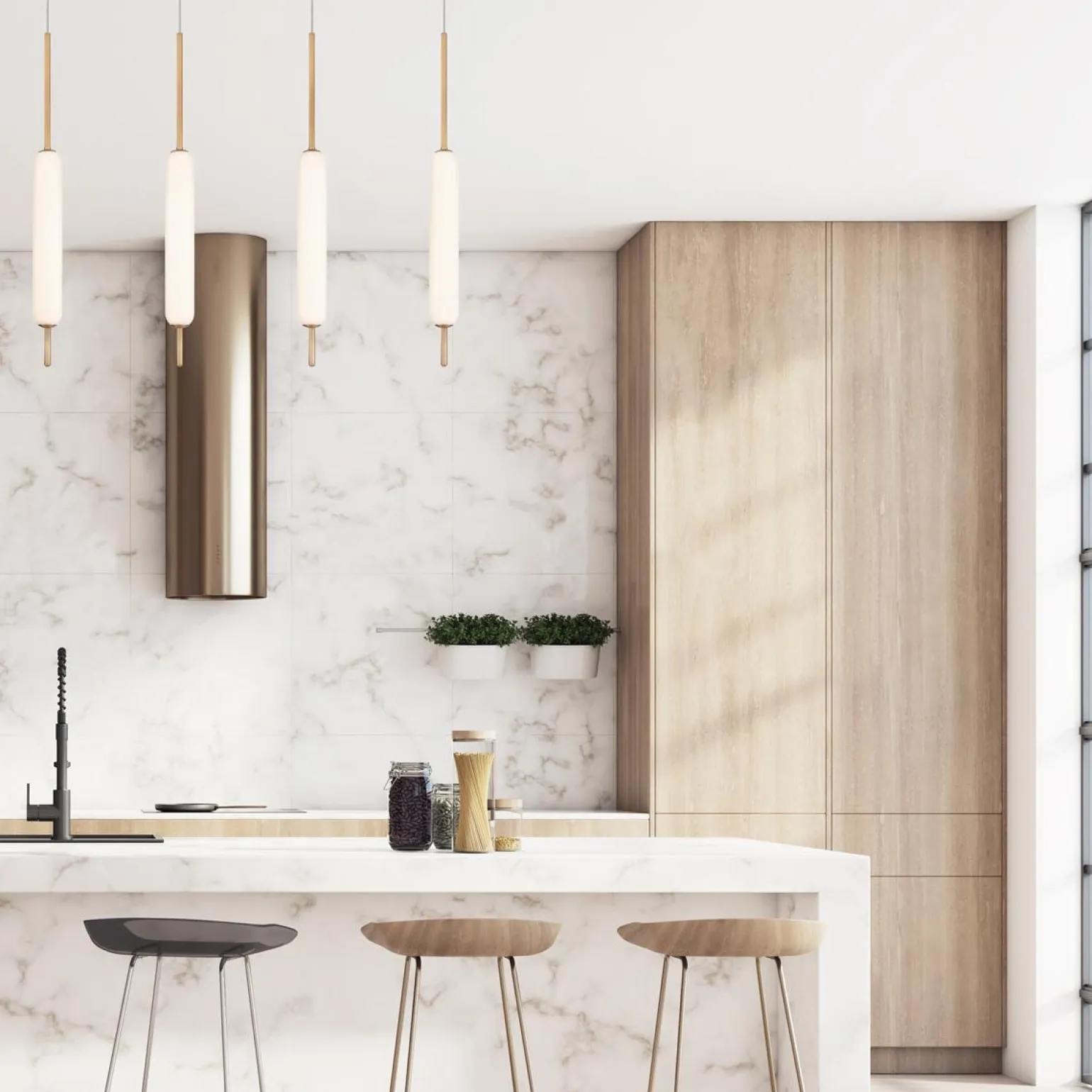 Lampa wisząca Cumberland - 1 źródło światła - Szczotkowane złoto (QN-CUMBERLAND-1P-BG) - Quintiesse