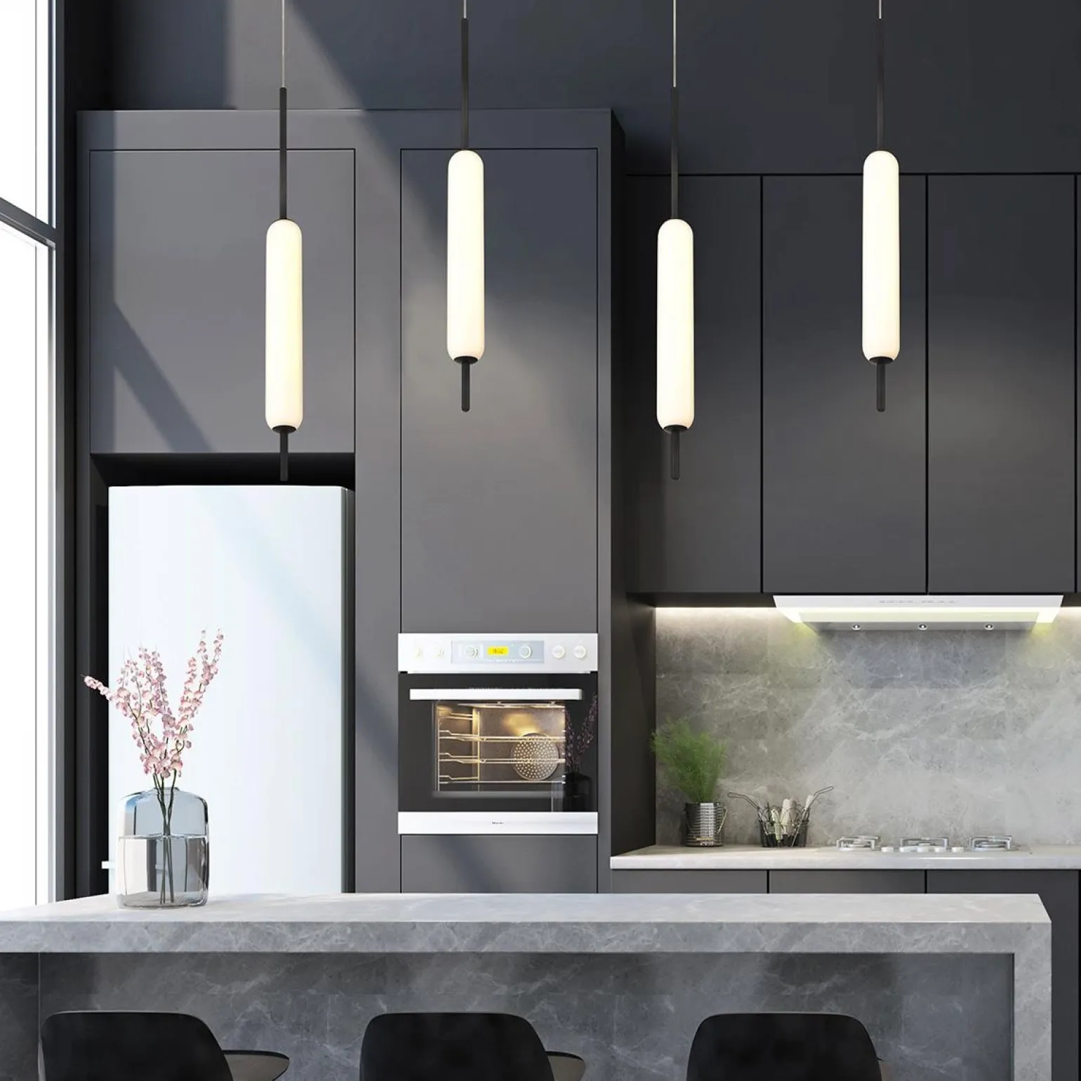 Lampa wisząca Cumberland - 1 źródło światła - Matowa czerń (QN-CUMBERLAND-1P-BK) - Quintiesse