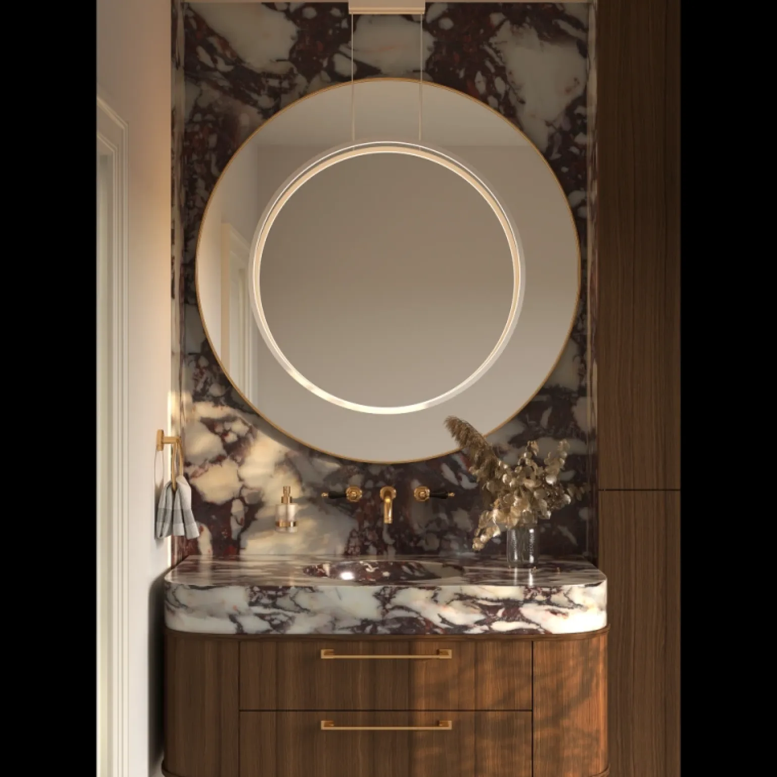 Lampa Wisząca Echo Vertical 90 Kol. Jasny Złoty 4000 - Ramko