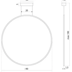 Lampa Wisząca Echo Vertical 90 Kol. Jasny Złoty 4000 - Ramko