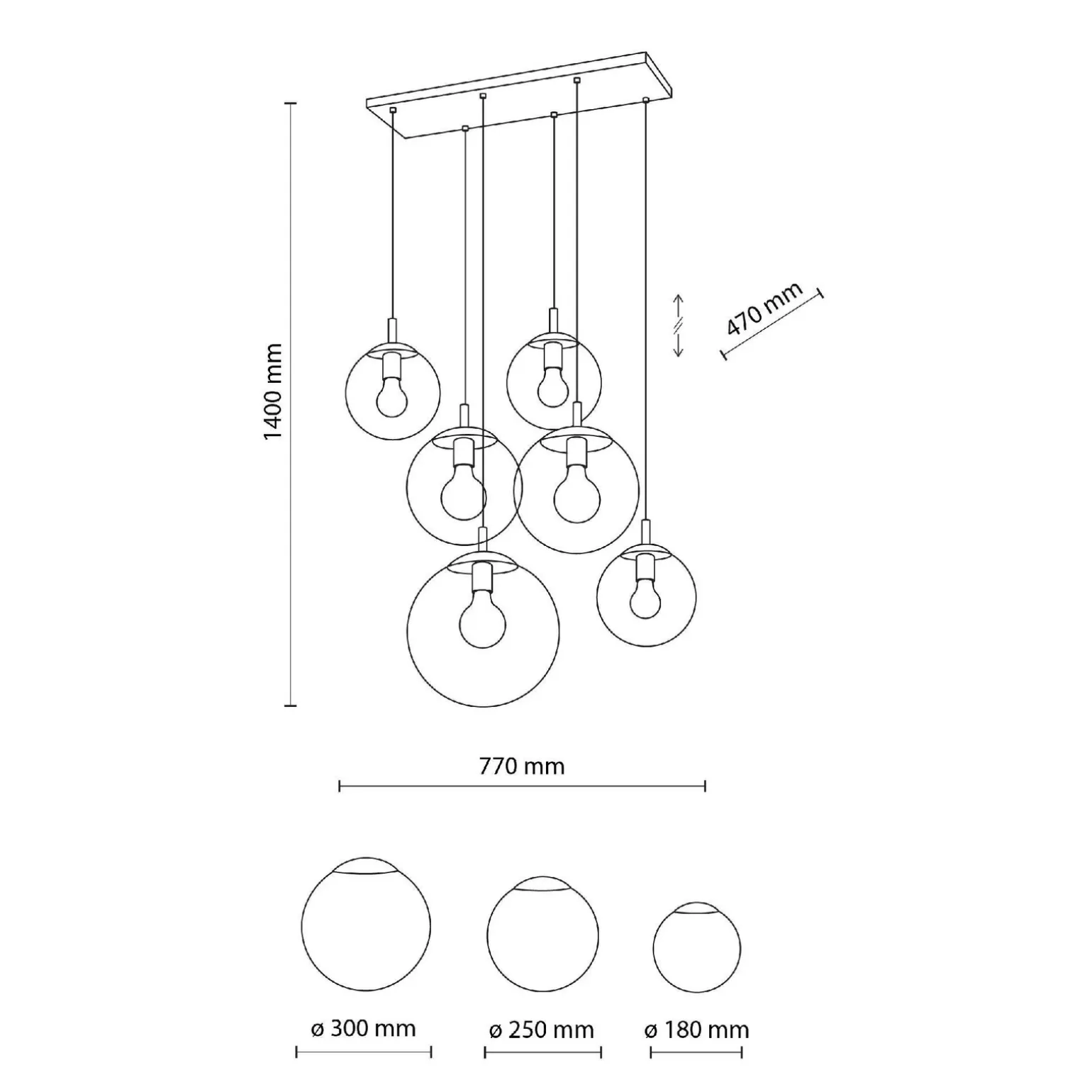 Lampa wisząca ESME GRAPHITE 6 PŁ (5384) - TK Lighting