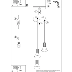 Lampa wisząca ESTRIA 3P beżowa/zielona oliwka (SL.1873) - Sollux Lighting