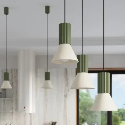 Lampa wisząca ESTRIA 3P beżowa/zielona oliwka (SL.1873) - Sollux Lighting