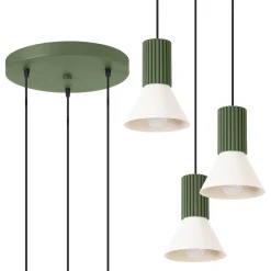 Lampa wisząca ESTRIA 3P beżowa/zielona oliwka (SL.1873) - Sollux Lighting