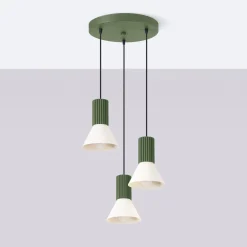 Lampa wisząca ESTRIA 3P beżowa/zielona oliwka (SL.1873) - Sollux Lighting