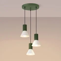 Lampa wisząca ESTRIA 3P beżowa/zielona oliwka (SL.1873) - Sollux Lighting