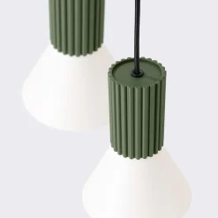 Lampa wisząca ESTRIA 3P beżowa/zielona oliwka (SL.1873) - Sollux Lighting