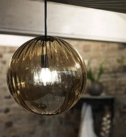 Lampa wisząca FENGARI 1L Antique Brass/Amber (108763) Markslojd