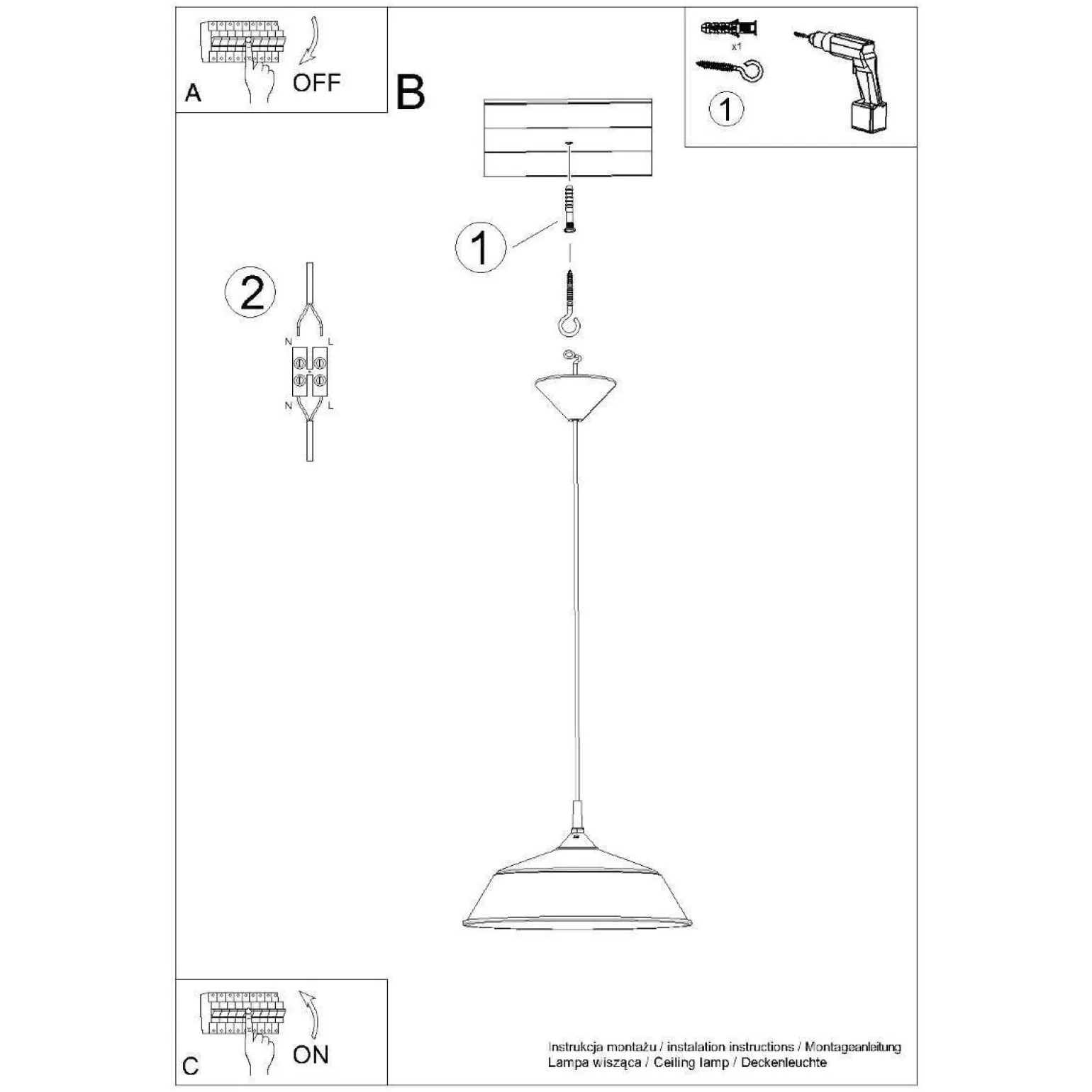 Lampa wisząca FRIKA czarna (SL.1328) - Sollux Lighting