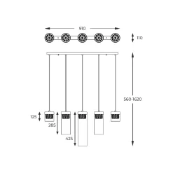 Lampa wisząca GEM 5 złota listwa (P0389-05E-F7AC) - Zuma Line