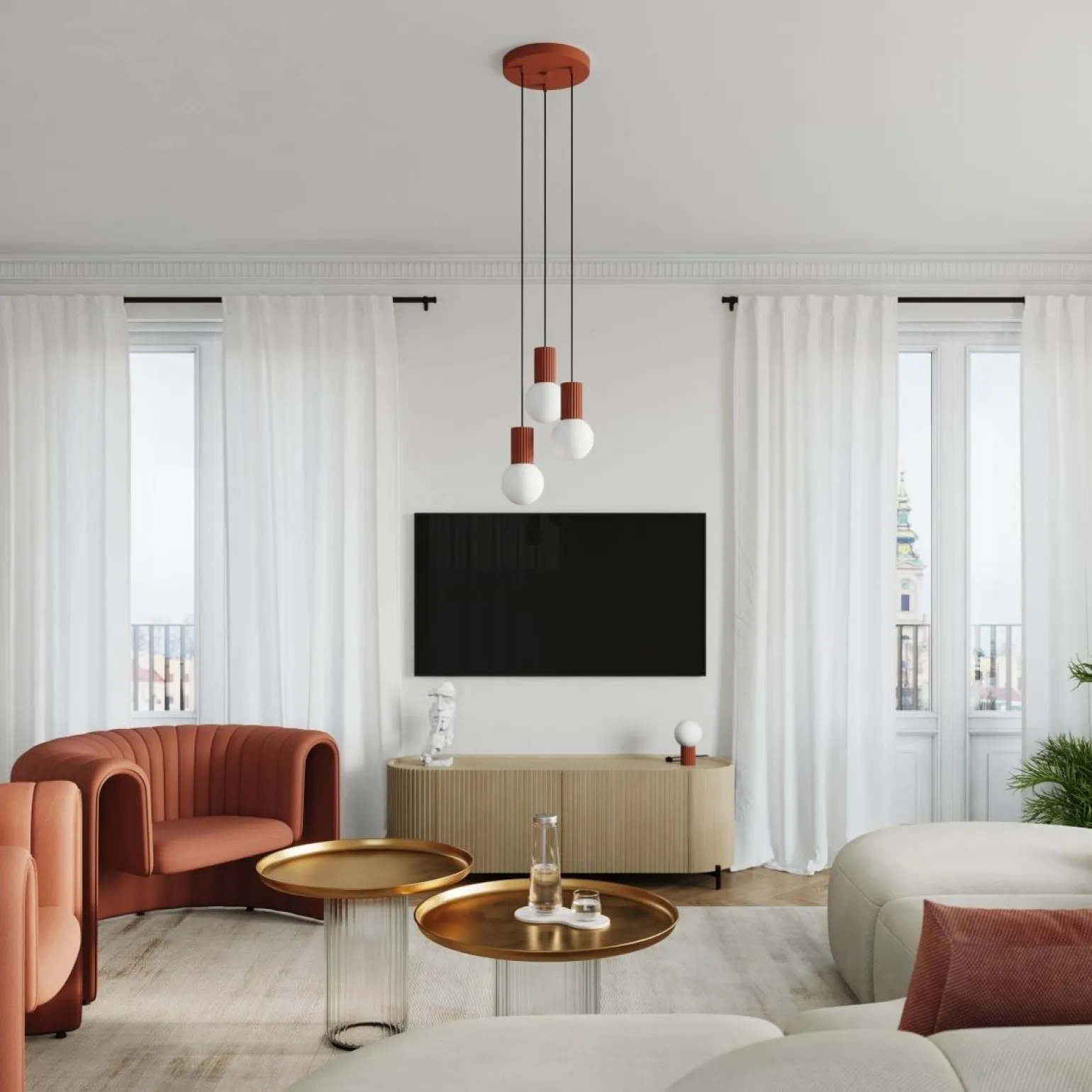 Lampa wisząca HALO 1 ochra czerwona (SL.1729) - Sollux Lighting