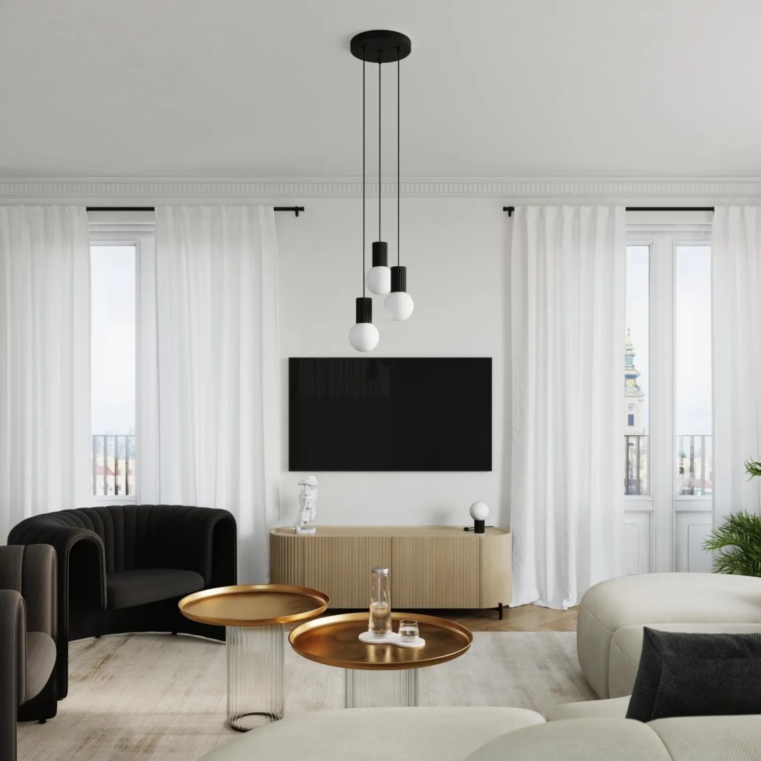 Lampa wisząca HALO 3P czarna (SL.1715) - Sollux Lighting