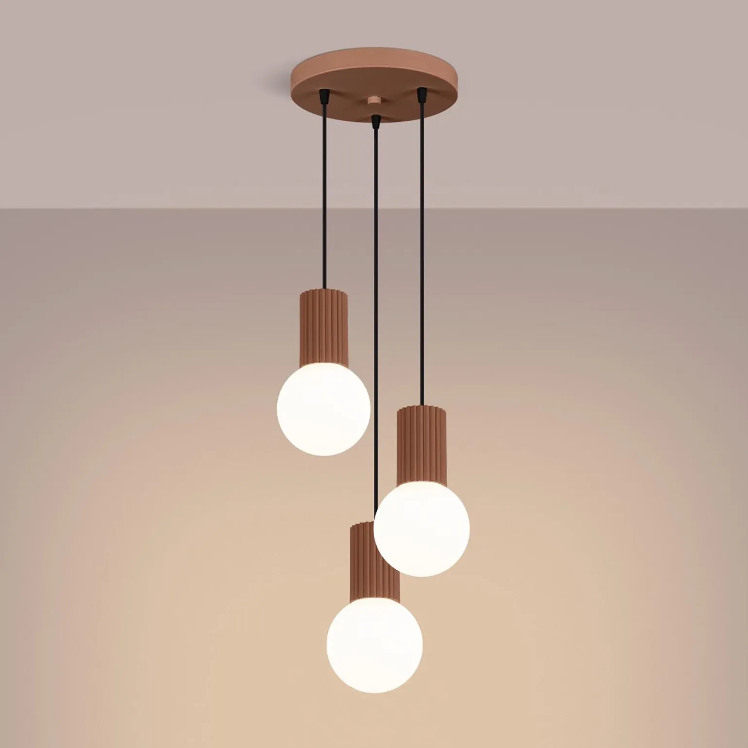 Lampa wisząca HALO 3P mocca (SL.1735) - Sollux Lighting
