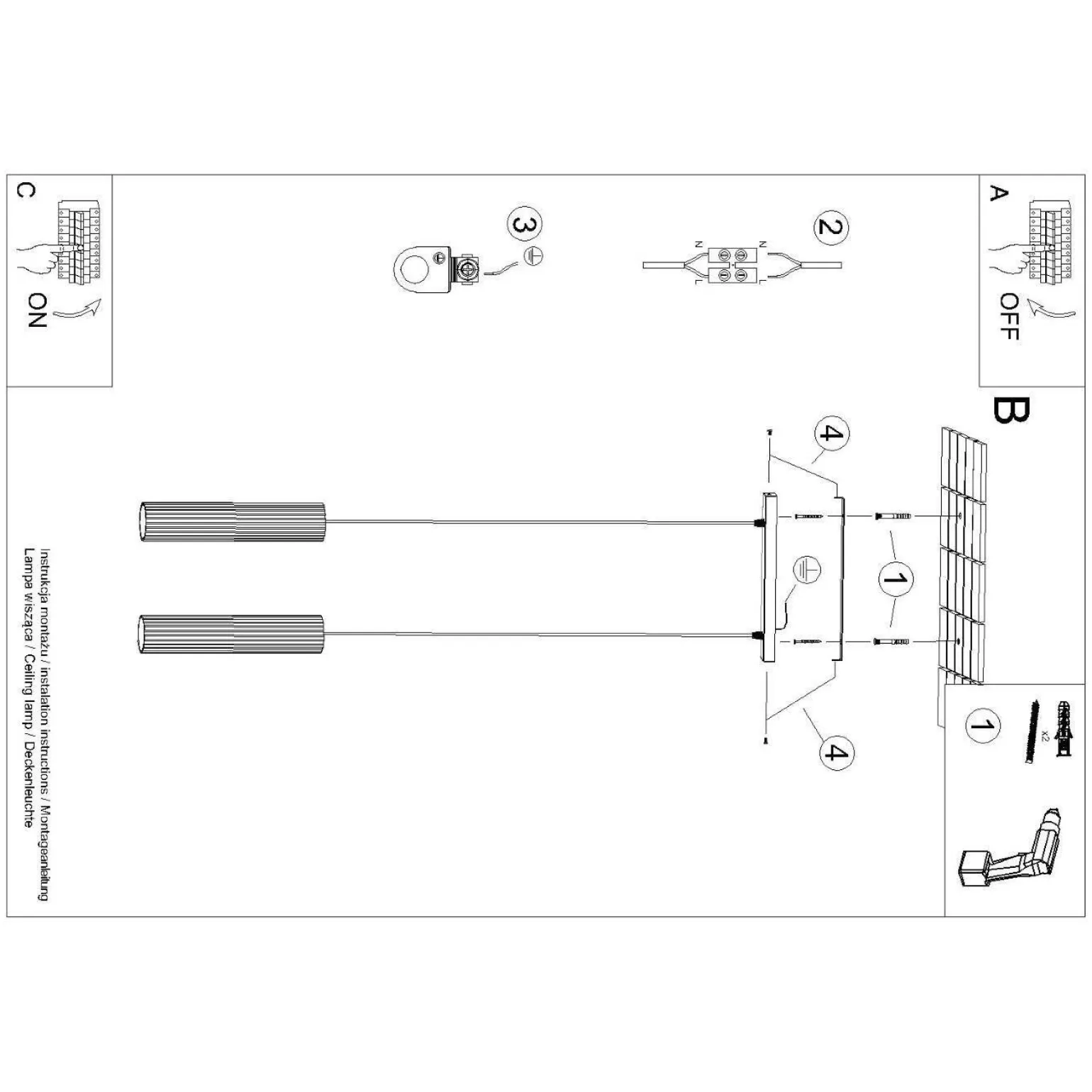 Lampa wisząca KARBON 2 biały (SL.1536) - Sollux Lighting