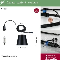 Lampa wisząca KOFIA Plug & Shine 2W 3000K IP44 E14 24V antracyt (PL93104) - PAULMANN